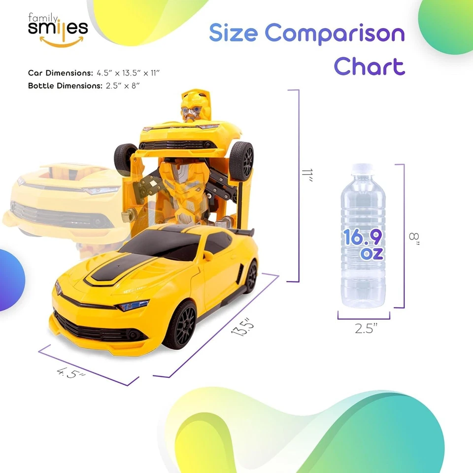 Robot transformador para niños RC coche juguetes para niños 8-13 control remoto regalo amarillo Foto 3 de 4