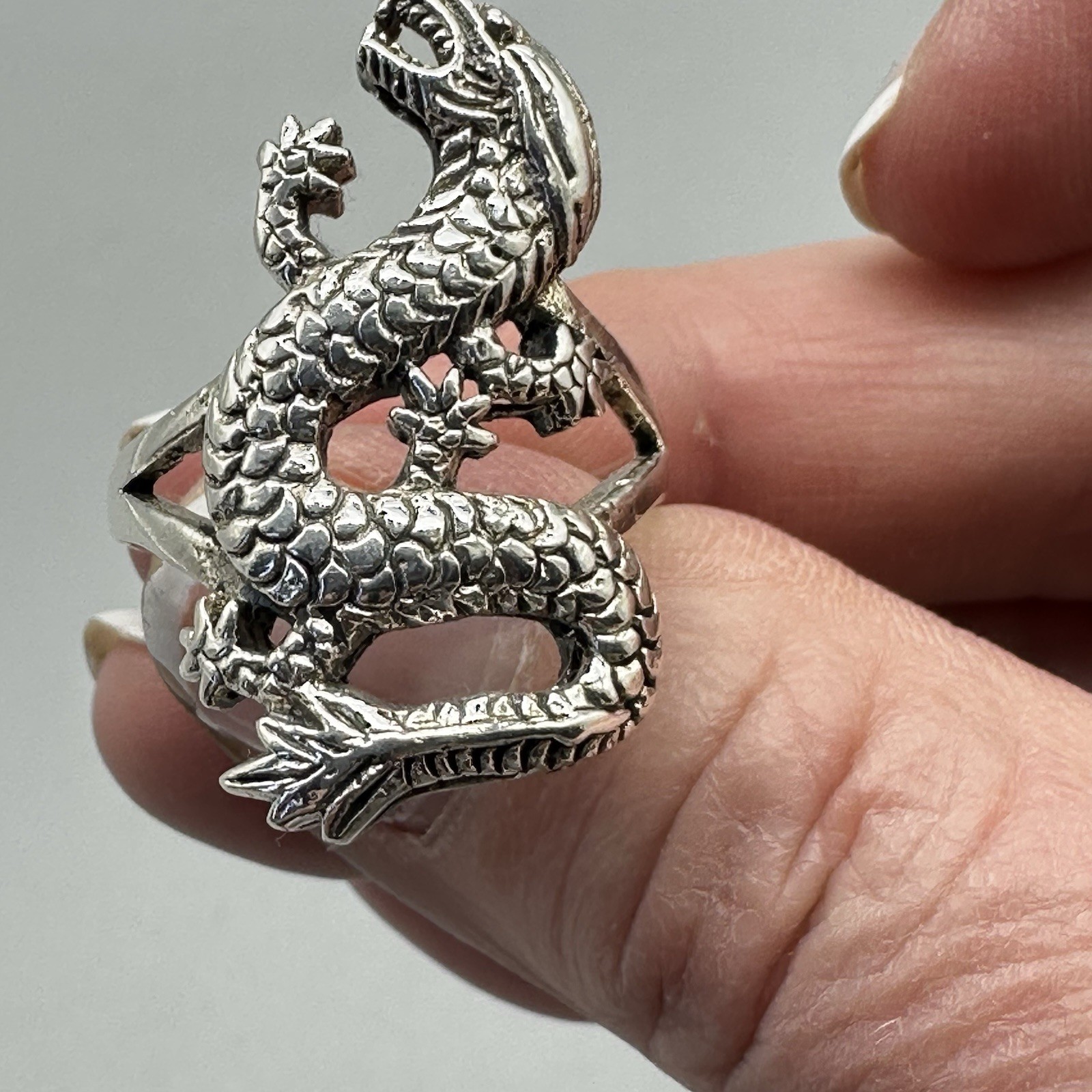 Sterling Silver 925 Dragon Statement Ring LOTR My… - image 7