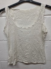 Ladies St Michaels cream lace stretch material vest-Size 14