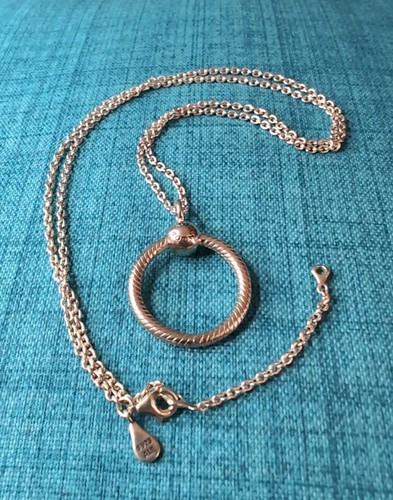 PANDORA Sterling Silver 925 Circle O Pendant Necklace
