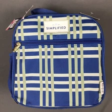 New Fit & Fresh Lunchbox with Handle/Zip/Pocket/2 Containers-Blue/Green Plaid