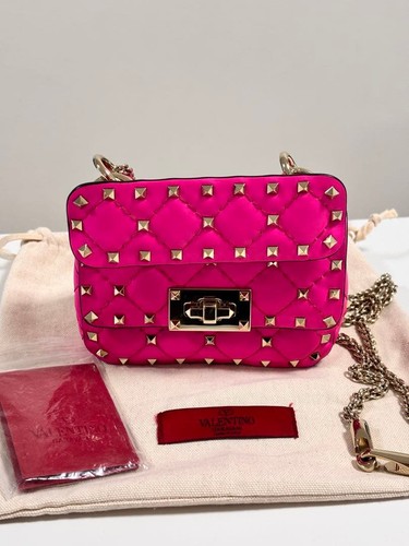 Valentino Garavani Rockstud Shoulder Bag Pink Leather Pre-owned From Japan