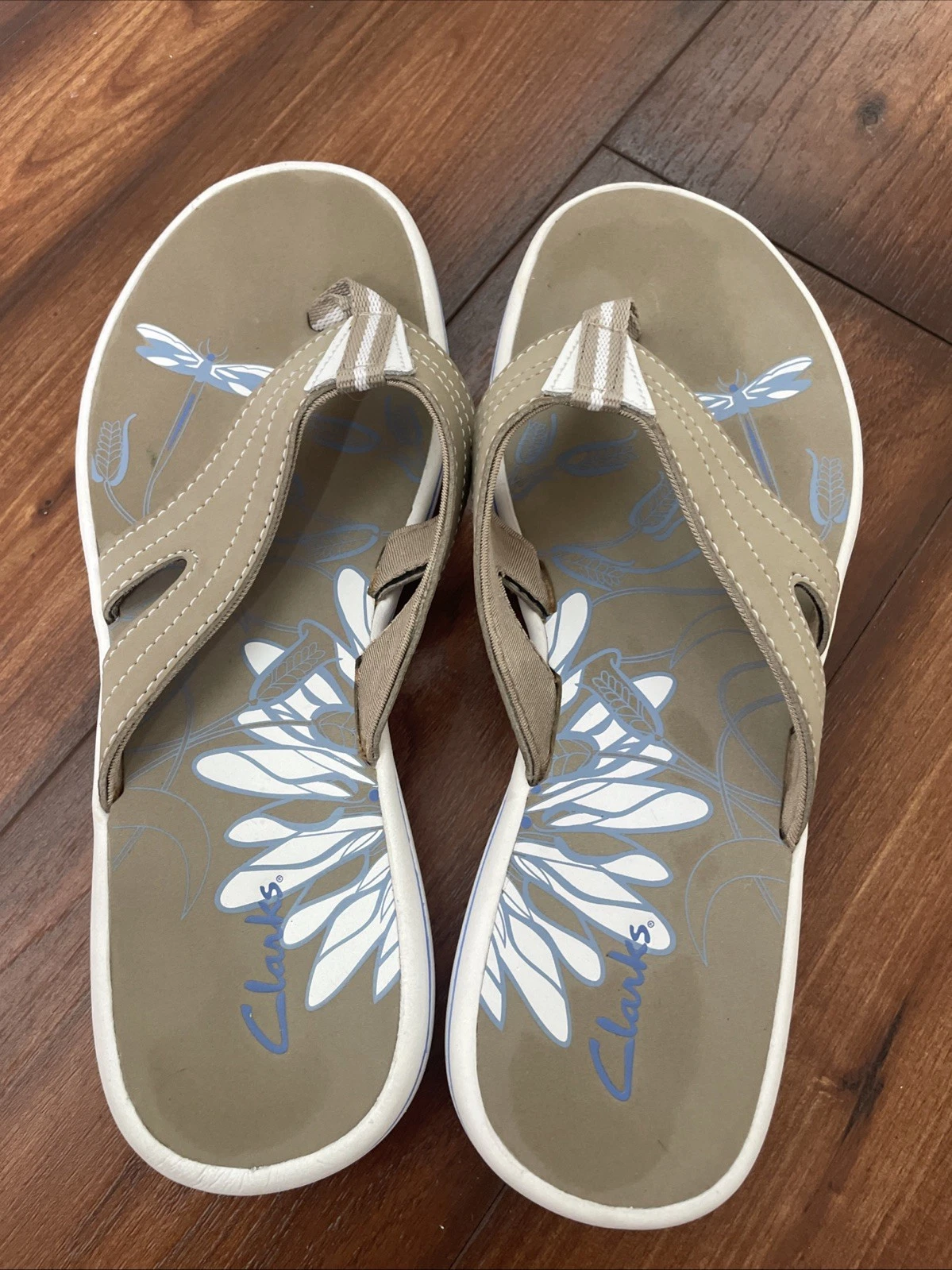 CLARKS Infradito Donna Taglia 8 Marrone Beige Sandali Estivi Casual 82032