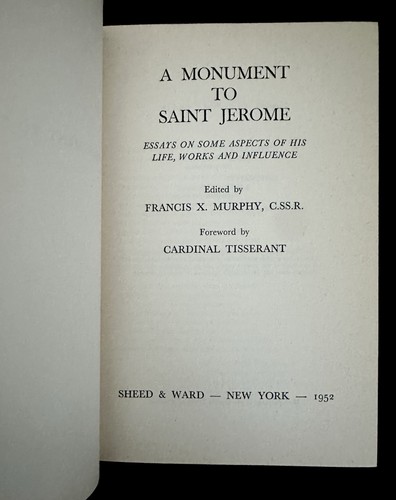 Monument To St Jerome Anthology Murphy Editor Sheed & Ward 1952 1st Ed Hardcover - Picture 2 of 17