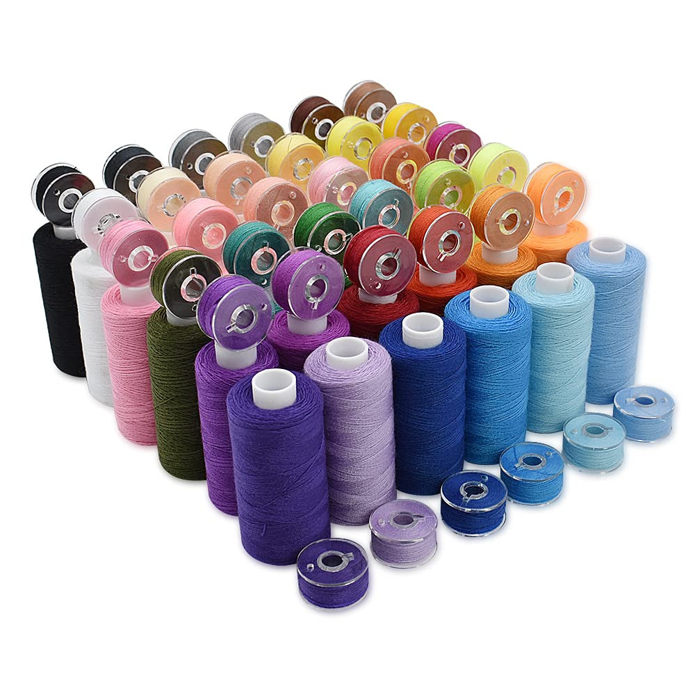72Pcs 36 Colors Prewound Bobbins and Thread Spools for Hand & Machine Sewing,...
