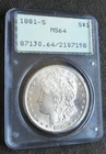 1881 S MORGAN SILVER DOLLAR ~ PCGS MS64 ~ RATTLER ~ BRIGHT & SHINY