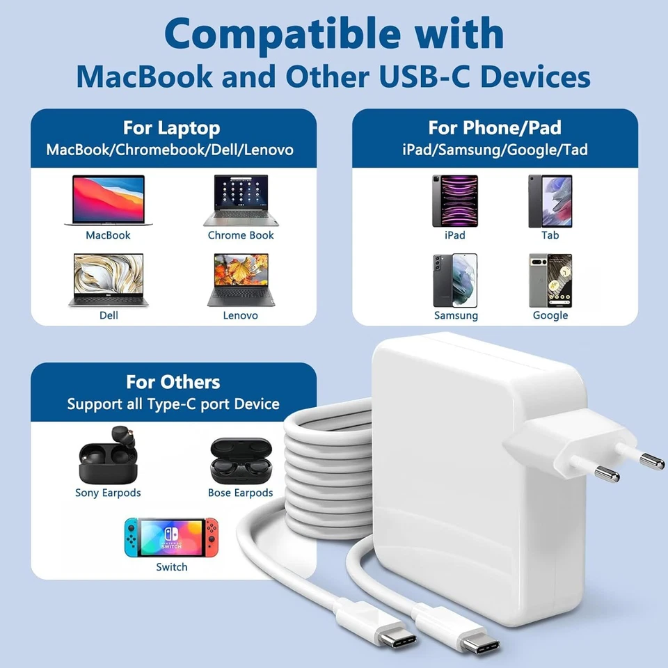 61W USB C Ladegerät für MacBook Pro 15/16/13/14'' MacBook Air 2020 2019 2018, HP - Bild 4 von 4