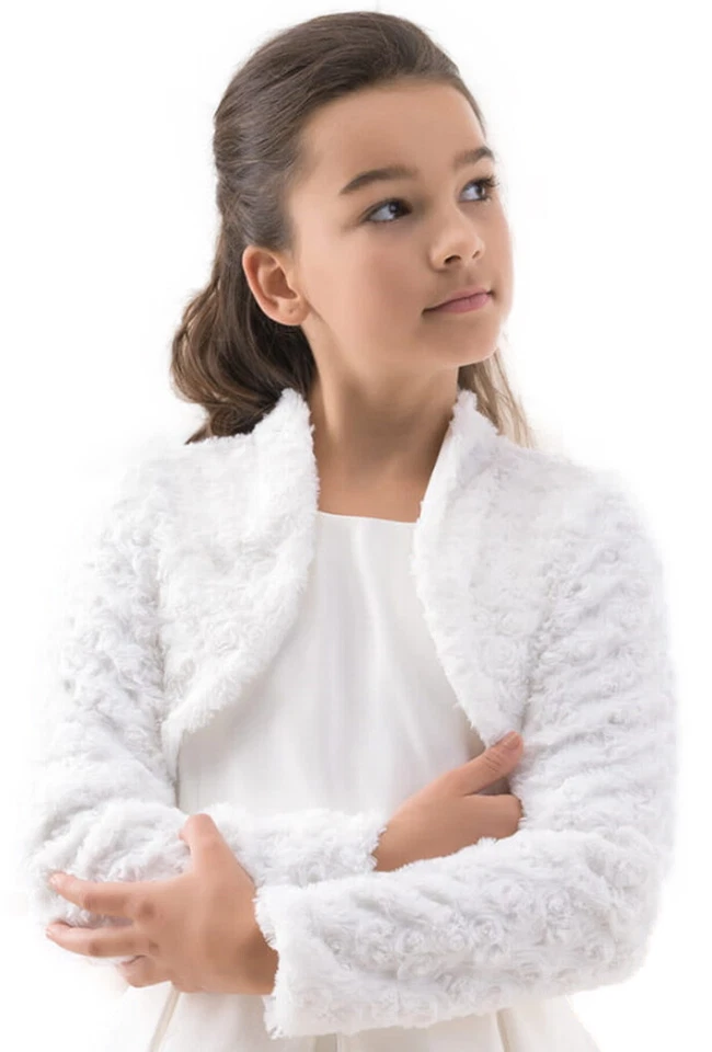 Jacke Jäckchen Bolero Kommunion Kommunionjacke warme Kommunionsjacke Röschen - Bild 1 von 1