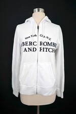 NWT Abercrombie And Fitch Women Logo Graphic Hoodie White Large