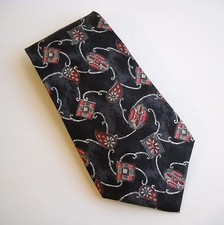 Paisley Scroll Square Neck Tie 100 Italian Silk Black Red Gray Men"s Neckwear