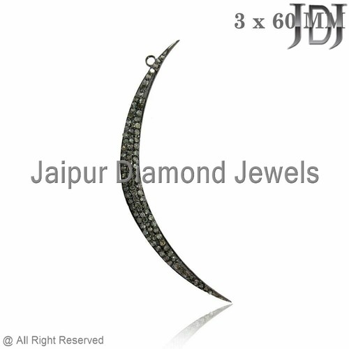 Pendentif Lune Et Fleurs En Argent Sterling 925 - Rhodié - Style Pagan - Neuf Avec étiquettes