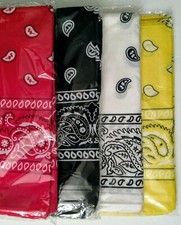 12 ct. Bandanas / Bandannas. 100 Cotton. Paisley. New. Free Ship.