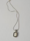 VTG MOTHER OF PEARL STERLING SILVER 14K GOLD BEZEL PENDANT NECKLACE SIGNED GV