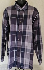 Alfani Mens Shirt Size L Large Blue Purple White Plaid