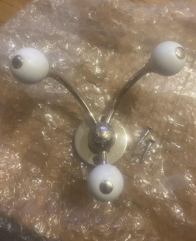 Made in England Soho Three Hook Robe Hook / Polished Nickel W/ White Porcelain