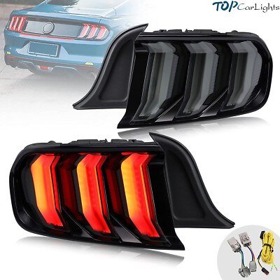 LED Tail Lights w/Sequential For Ford Mustang 2015-2023 Smoked 5Modes Rear Lamps