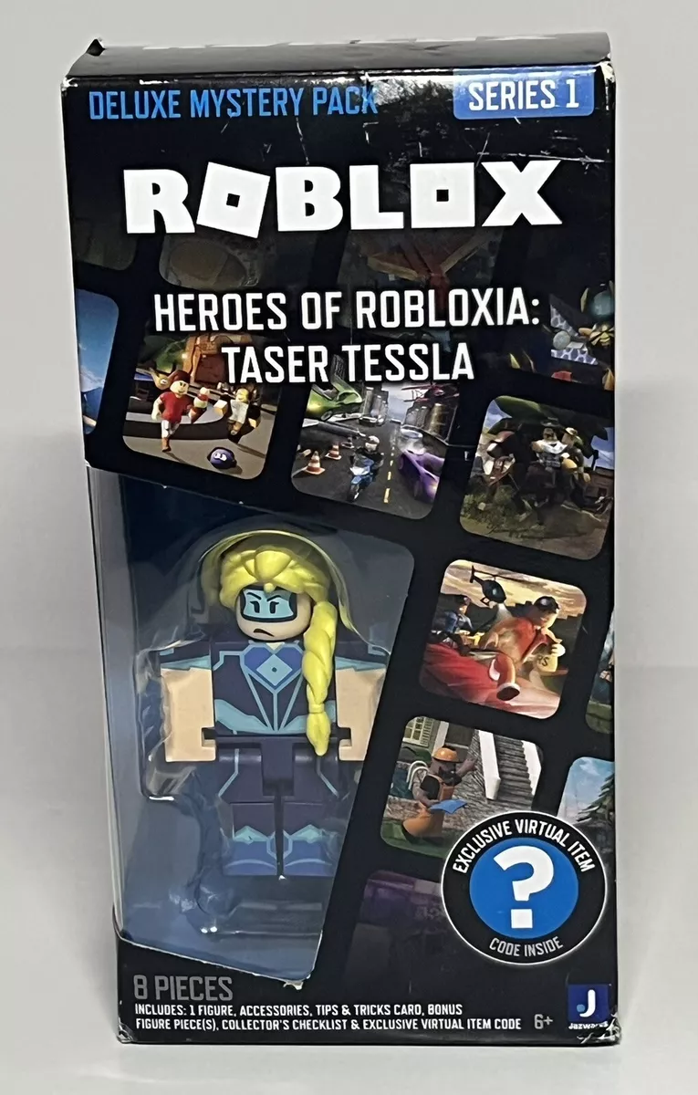  Roblox Action Collection - Heroes of Robloxia: Taser Tessla  Deluxe Mystery Figure Pack + Mystery Figure Bundle [Includes 2 Exclusive  Virtual Items] : Toys & Games