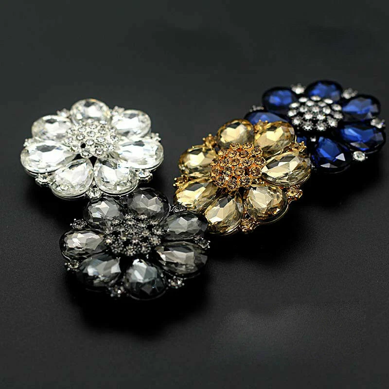 1PC Crystal Diamante Flower Buttons DIY Sewing Fasteners Accessory Shiny Fashion - Image 4 of 4