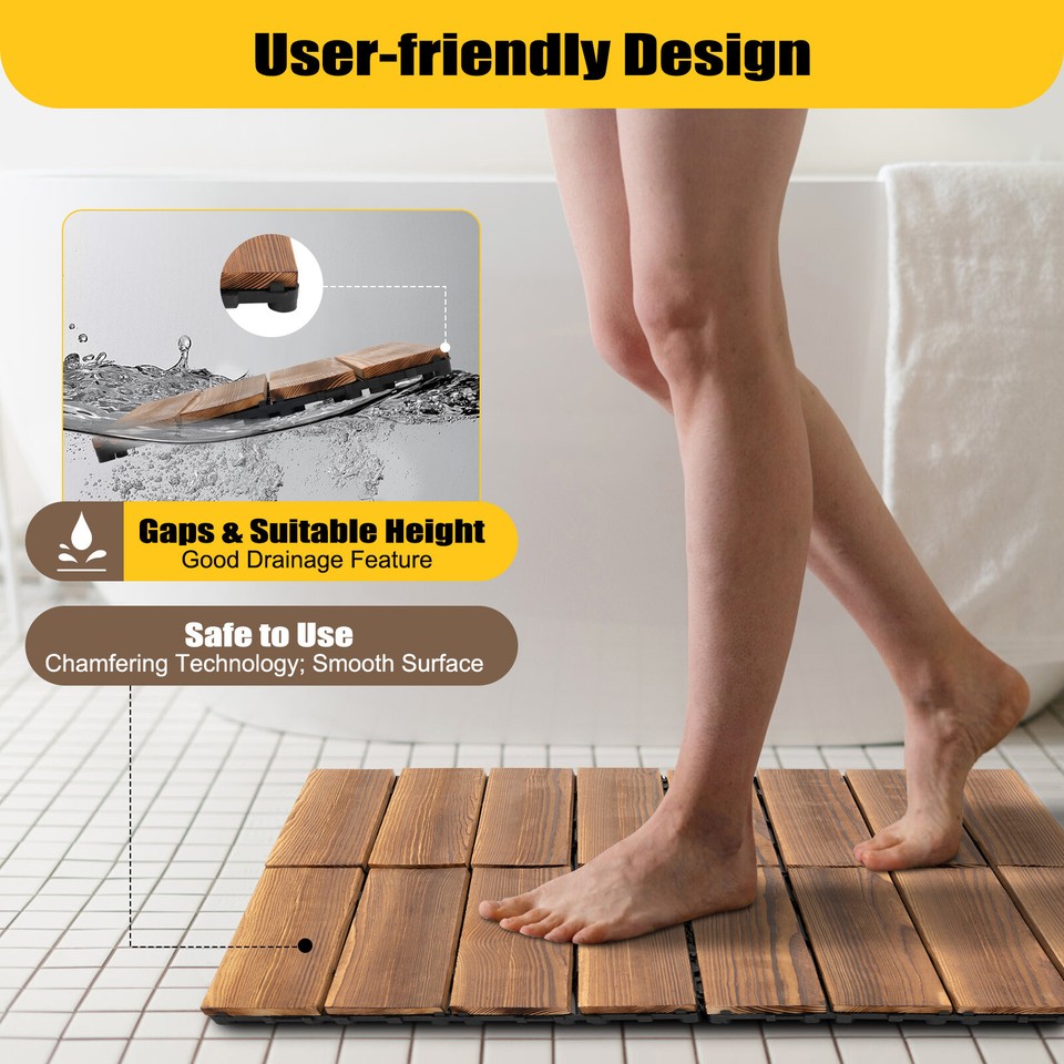 36pcs Deck Patio Tile Interlocking Wood Flooring Pavers Tiles Outdoor