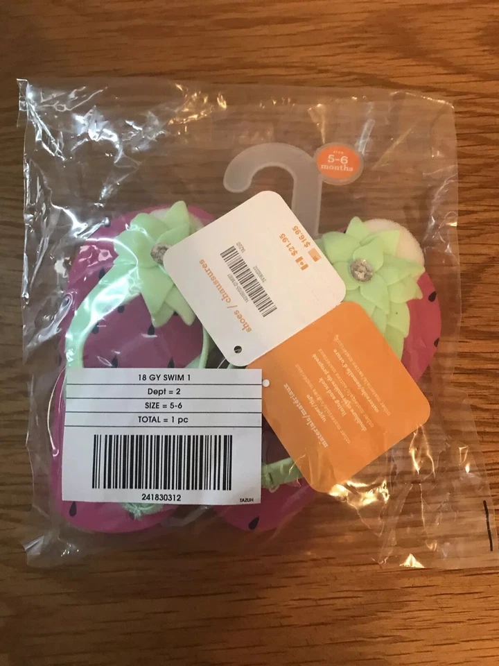 NUEVAS Sandalias Chanclas Gymboree Niñas Pequeñas Rosa Fresa Talla 5-6 Foto 4 de 4