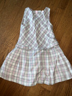 JILLIAN'S CLOSET Pink Houndstooth Plaid Dress Wool Lurex Blend NWOT 18 mt  tb17