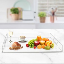 Clear Large Acrylic Serving Tray,Transparent Serving Tray with Handles