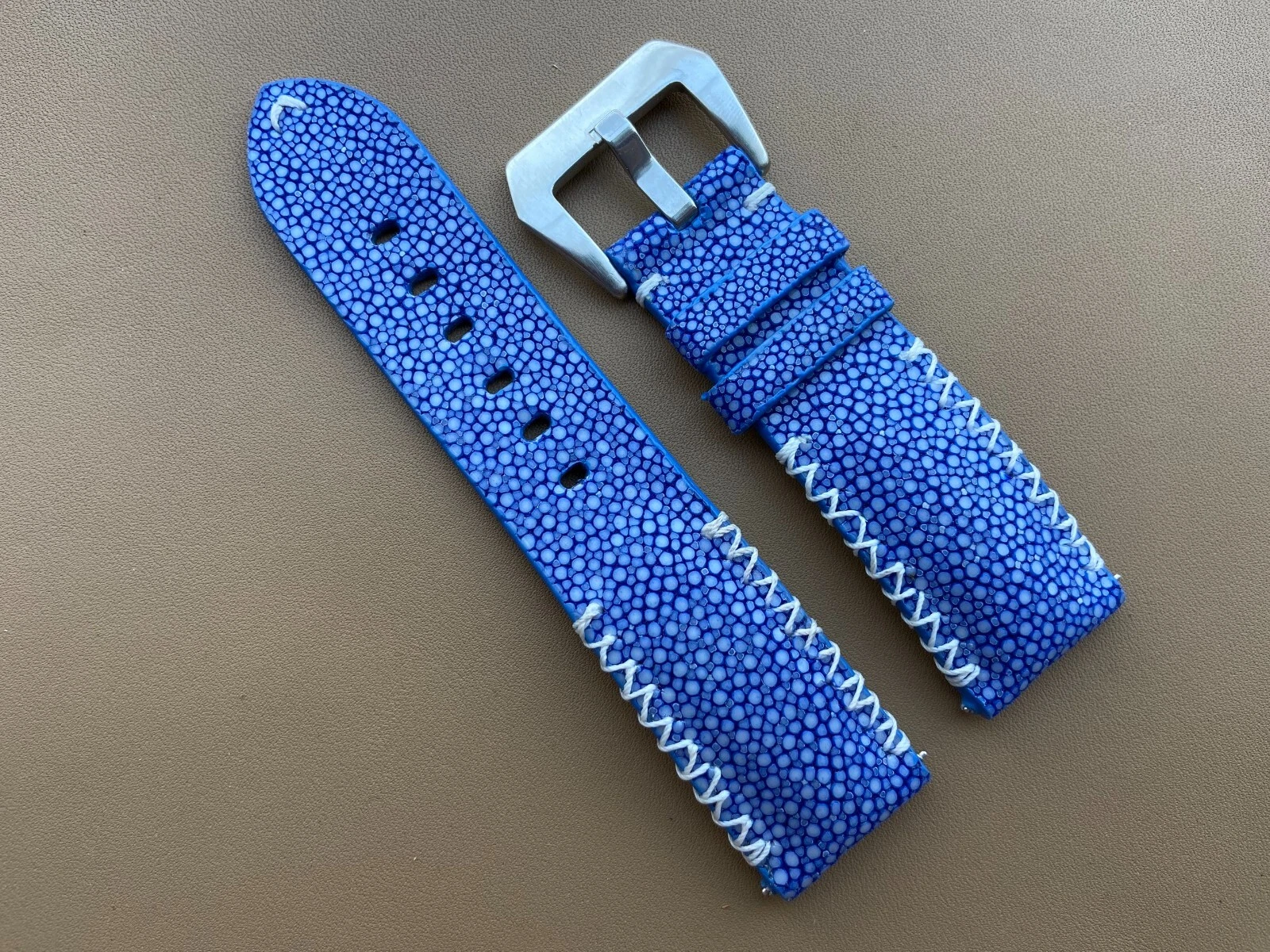 Blue Stingray Leather Watch Strap Band, Size 16mm 18mm 19mm 20mm 22mm 24mm 26mm