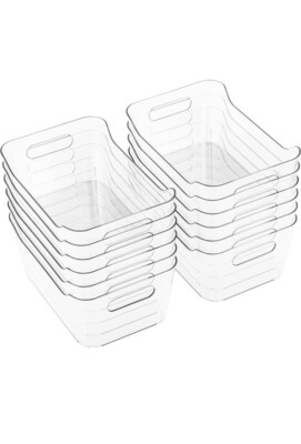  Pack Plastic Storage Bins, Multi-Use Organizer Bins, Pantry Organizer, 12