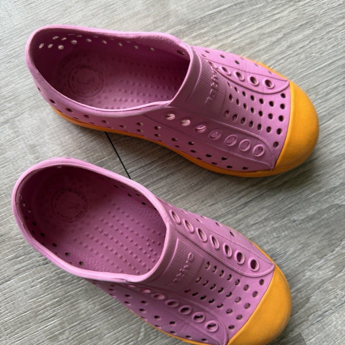 Native Jefferson Slip-On Shoes Marigold Orange Malibu Pink Kids 9