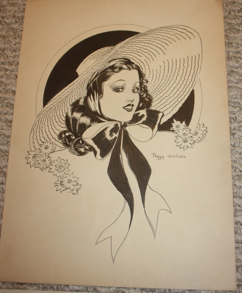 Lote de 6 desenhos femininos vintage Art Nouveau show automático - Imagem 2 de 4