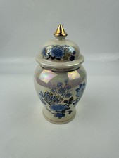 Vintage Sadler irisierende Ingwerdose Teedose blau Blumenmuster 18 cm hoch