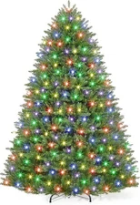 6 ft Pre-Lit Artificial Christmas Tree, Green Christmas Pine Tree with 450 LEDs,