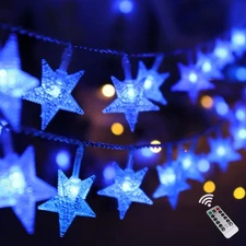 Best Blue Christmas Decorations Star Lights 20 Ft 40 LED Battery Operated Fairy