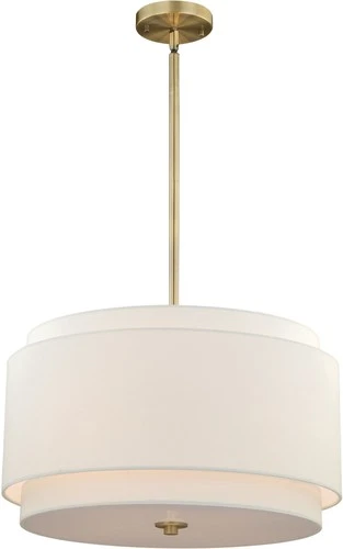 Vaxcel Lighting P0192 Brass Burnaby 4-Light Pendant With White Fabric Shade - Picture 1 of 10