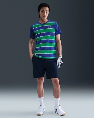 Nike NikeCourt Dri-FIT ADV Shirt Mens Medium Blue Stripe Tennis