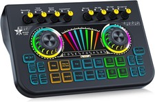 X3 Gaming Audio Mixer, Live Sound Card with 3.5mm Condenser Microphone Input