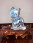 Vintage Signed Fenton Glass Opalescent Seated Cat Figurine