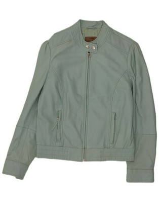 Conbipel Womens Leather Biker Jacket IT 44 Medium Green Leather BN19