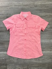 Magellan Girl’s Laguna Madre Coral Pink Button Up Fishing Gear Shirt Size 10/12