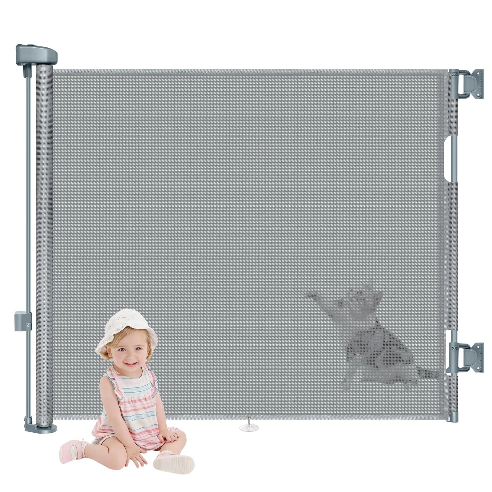 Retractable Stair Gate for Baby,Mesh Extendable Dog & Pet Stair Gates - 86CM