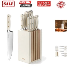 11 Pieces Knife Set with Block for kitchen, Stainless Steel Razor-Sharp Blade...