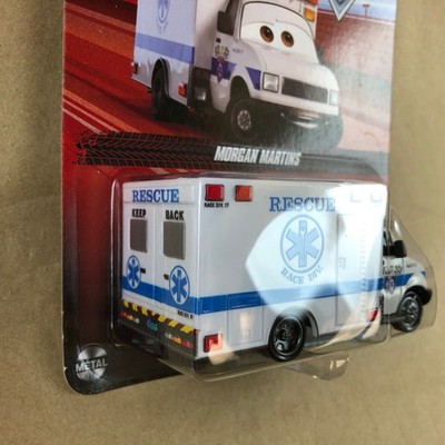 Disney Pixar Cars Morgan Martins Ambulance Car White 1:55 Metal