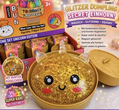 Squishy Dumpling Secret Goldfarben Glitzer Einhorn und dumpling Gold mit led