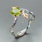 Fine Art Natural Peridot Ring 925 Sterling Silver Size 6 /R471848