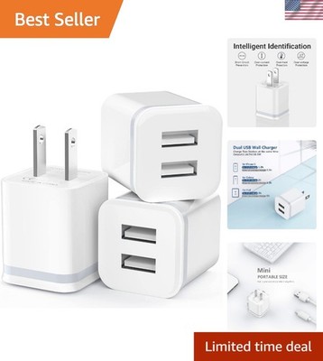 3-Pack USB Wall Charger - Model: XT5549, Compatible with iPhone, Android, 2.1...
