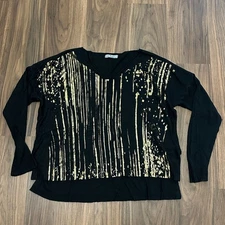 GiGi Moda Sweater Black Gold Splatter Small Made in Italy