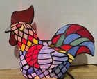 Vintage Tiffany Style Stained Glass Chicken Rooster Lamp Farmhouse