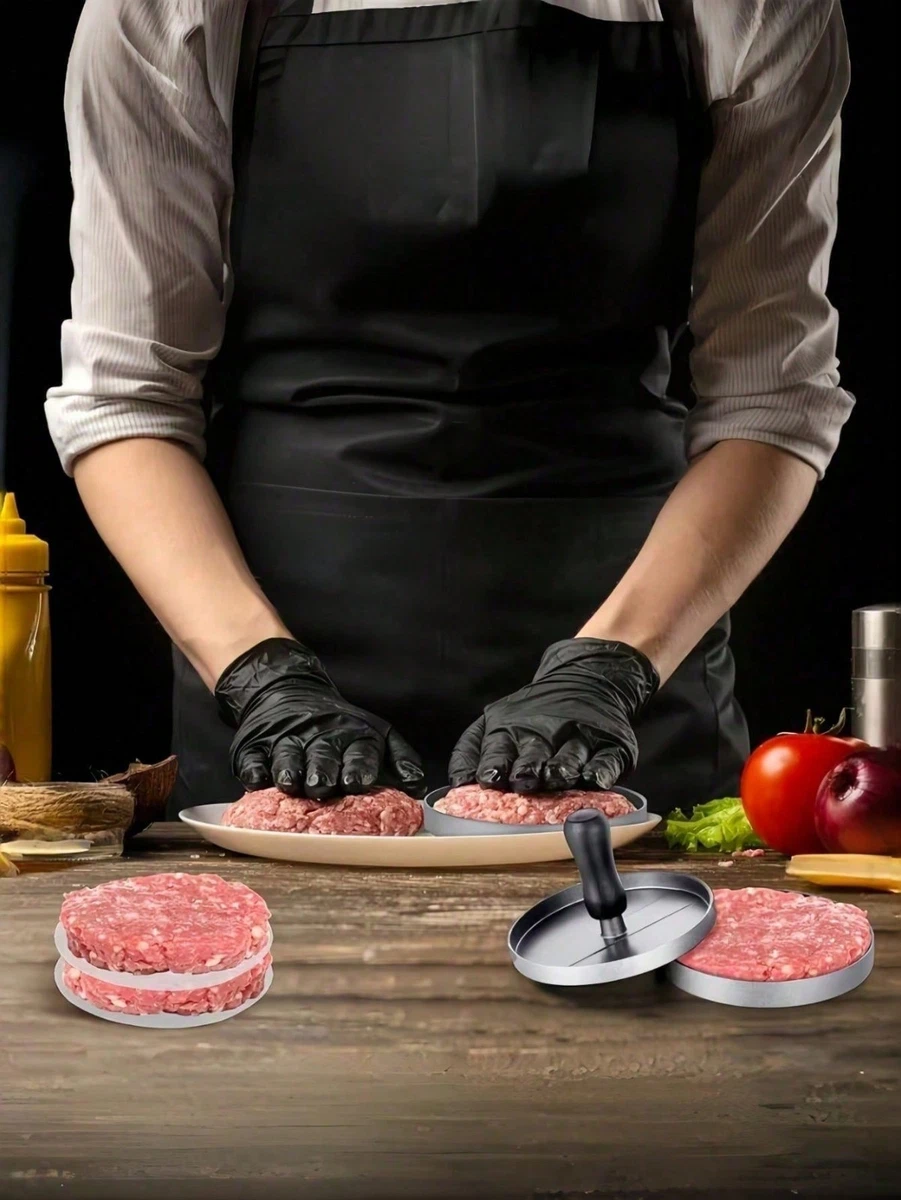 Prensa de hamburguesas redonda de acero inoxidable aplastador de hamburguesas barbacoa de alta resistencia Reino Unido