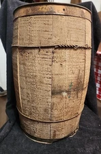 VTG WOOD WOODEN PRIMITIVE NAIL RIVET KEG BARREL 18” TALL RUSTIC FARM STORE DECOR