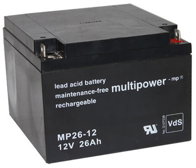 1 x Multipower Blei Akku MP26-12 PB / 12 V / 26 Ah | Powerfit S312/26F5